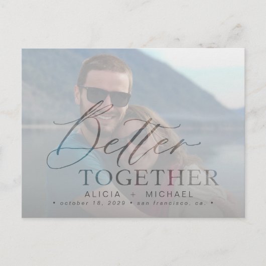 スクリプモダント結婚の写真は日付を保存 案内ポストカード (正面)