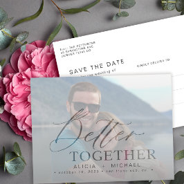 スクリプモダント結婚の写真は日付を保存 案内ポストカード