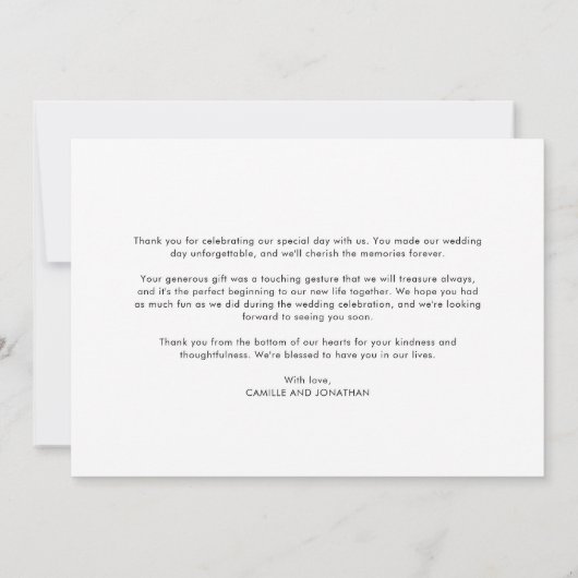 スクリプモダント結婚の写真サンキューカード サンキューカード (裏面)