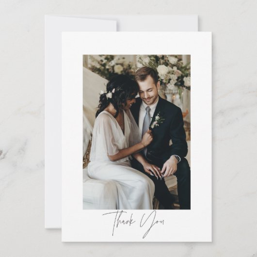 スクリプモダント結婚の写真サンキューカード サンキューカード (正面)