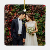 スクリプモダント結婚の写真Mr.そしてミセス セラミックオーナメント (裏面)