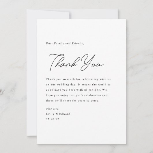 スクリプモダント結婚の場所設定ありがとうございます サンキューカード (正面)