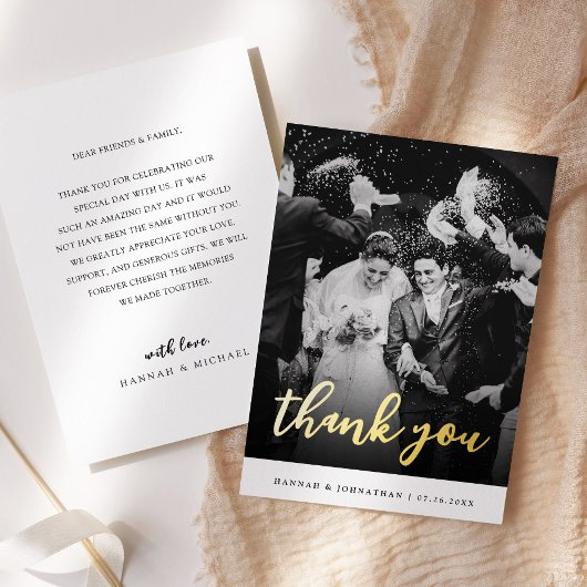 スクリプモダント結婚の感謝フォイル招待状 箔招待状