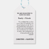 スクリプモダント結婚の歓迎と日程の週末 ギフトタグ (正面)