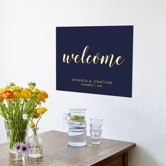 スクリプモダント結婚の海軍と金ゴールド 箔ポスター (レイダウン (キッチン))