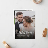 スクリプモダント結婚の2枚の写真サンキューカード ノートカード (正面/裏面インサイチュ)