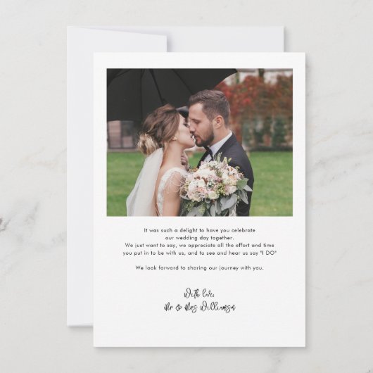 スクリプモダント結婚の2枚の写真サンキューカード ノートカード (裏面)