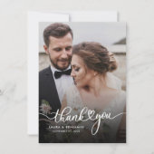 スクリプモダント結婚の2枚の写真サンキューカード ノートカード (正面)