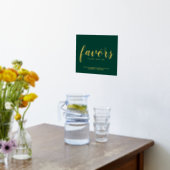 スクリプモダント結婚式の引き出物エメラルドと金ゴールド 箔ポスター (レイダウン (キッチン))