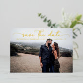 スクリプモダント結婚式の日付の保存 箔招待状 (立ち正面)