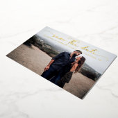 スクリプモダント結婚式の日付の保存 箔招待状 (回転した状態)