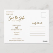 スクリプモダント結婚式の日付を保存フォトコラージュ ポストカード (裏面)