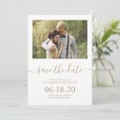 スクリプモダント結婚式の日付カードの保存 セーブザデート (スタンド正面)