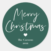 スクリプモダント緑のクリスマスカード封筒 ラウンドシール (正面)