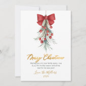 スクリプモダント緑の赤いベリーのクリスマス シーズンカード (正面)