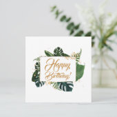 スクリプモダント緑葉のハッピーバースデー カード (スタンド正面)