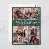 スクリプモダント緑5フォトコラージクリスマス ポストカード (正面/裏面)