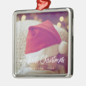 スクリプモダント自分の初めてのクリスマスベビー写真 メタルオーナメント (左)