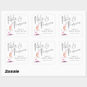 スクリプモダント花びらプロセッコブライダルシャワー感謝してい スクエアシール (シート)