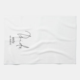 スクリプモダント花嫁の名前Dateキープサケ キッチンタオル