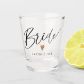 スクリプモダント花嫁バラ金ゴールドハートスクリプト名 ショットグラス (正面)