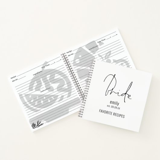 スクリプモダント花嫁氏名日付レシピ ノートブック (内部)