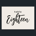 スクリプモダント表18 Eighenti Off-White結婚's テーブルナンバー<br><div class="desc">スクリプモダント表18オフホワイトまたはディナ結婚ーパーティー表の番号。18は書トレンディーのシックな手入力フォントで出ている。このテーブル番号の背景色は、必要な色を選択するためクリックにはカスタマイズ、さらにボタンをクリックするだけで編集可能である。黒スタイリッシュとオフ白のシンプルデザイン、または選択した任意の背景色。このテーブル番号カードテンプレートは、あなたの式と披露宴の装飾素晴らしに追加を作成する速く結婚かつ簡単を作る。～あなたの結婚式の日のためのより多くの補完的なシンボルや象徴のために私の店または以下のコレクションをチェック！</div>