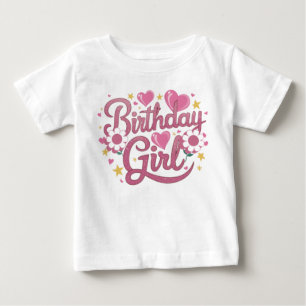 スクリプモダント誕生日ガールベビー ベビーTシャツ