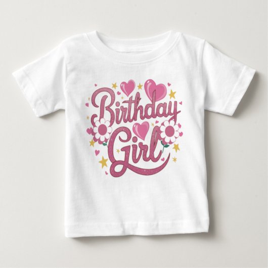 スクリプモダント誕生日ガールベビー ベビーTシャツ (正面)