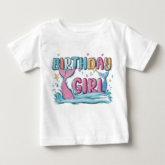スクリプモダント誕生日ガールベビー ベビーTシャツ (正面)