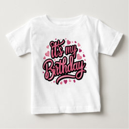 スクリプモダント誕生日ガールベビー ベビーTシャツ
