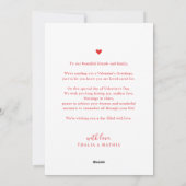 スクリプモダント赤いハートバレンタインのカード写真 シーズンカード (裏面)