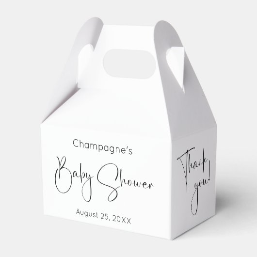 スクリプモダント赤ちゃんシャワーありがとうお願いボックス フェイバーボックス (正面サイド)