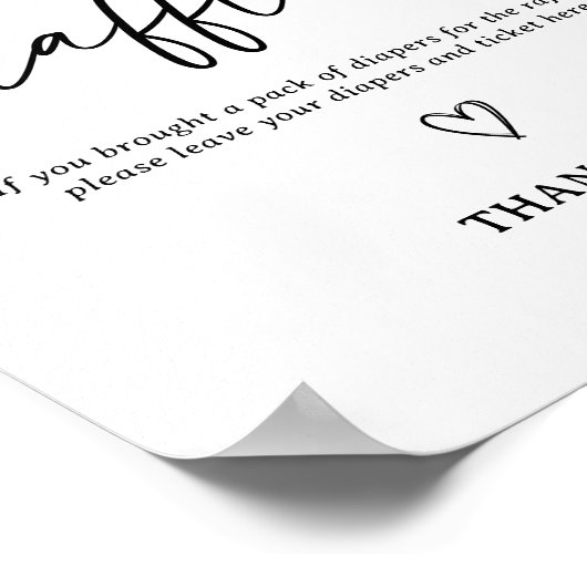 スクリプモダント赤ちゃんシャワーおむつラッフルサイン ポスター (角)