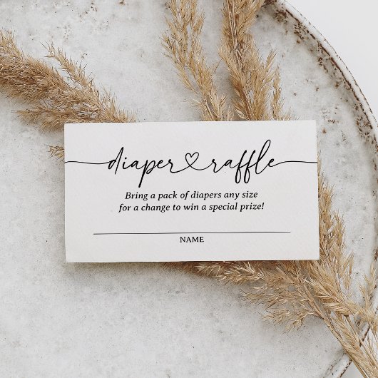 スクリプモダント赤ちゃんシャワーおむつラッフルチケット エンクロージャーカード