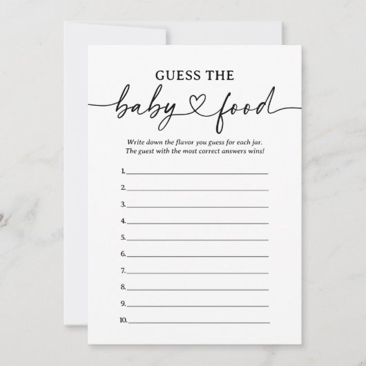 スクリプモダント赤ちゃんシャワー推測ベビーフードカード 招待状 (正面)