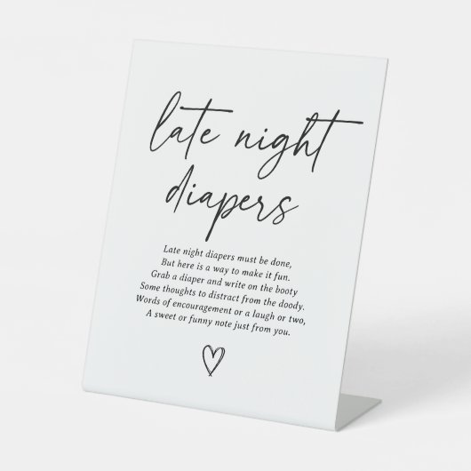 スクリプモダント赤ちゃんシャワー深夜おむつサイン 台座サイン (正面)