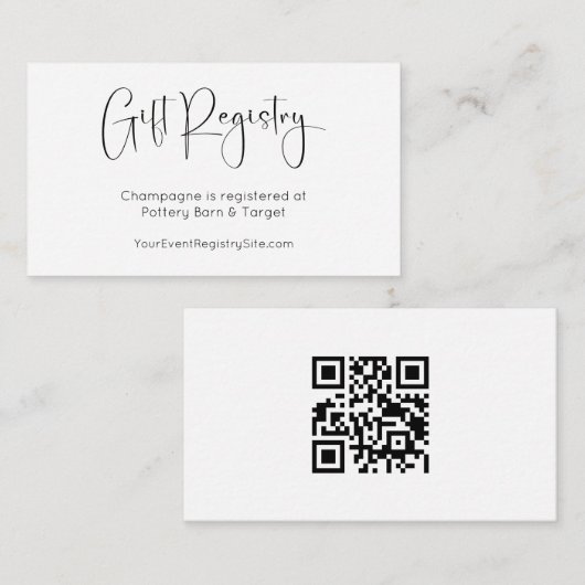 スクリプモダント赤ちゃんシャワーQRコードギフトレジストリ エンクロージャーカード (正面/裏面)