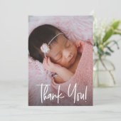 スクリプモダント赤ちゃん女の子の写真誕生シャワー サンキューカード (スタンド正面)