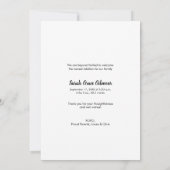 スクリプモダント赤ちゃん女の子の写真誕生シャワー サンキューカード (裏面)