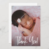 スクリプモダント赤ちゃん女の子の写真誕生シャワー サンキューカード (正面/裏面)