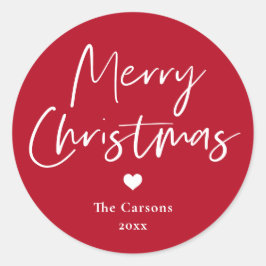 スクリプモダント赤クリスマスカード封筒 ラウンドシール