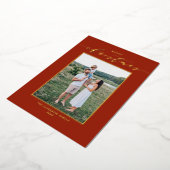 スクリプモダント赤メリークリスマスフォト 箔シーズンカード (回転した状態)