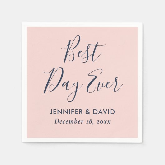 スクリプモダント赤面とネイビーブルー結婚ズ スタンダードカクテルナプキン (正面)