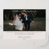 スクリプモダント赤面パールサンキューカードバラ金ゴールド 箔招待状 (裏面)