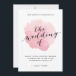 スクリプモダント赤面ピンクウォーター結婚カラー 招待状<br><div class="desc">水彩スポットライト結婚式招待状は、白い背景に対照的な黒い書道を使用し、中央に柔らかく質感のある赤面のピンク色の水洗い流しを備えエレガントていモダンる。RSVPカード、エンクロージャカード、スタンプ、エンベロープラベル、テーブル番号など、このデザインに合う他の製品については、Stacey Meachamストアを参照する！文字を変更または追加すクリックるには:CDのオレンジの「オカスタマイズレンジ」ボタ離れン。右側の編集ツールを使用して、既存のすべての文字を変更したり、独自の文字を追加したりできます。既存の文字のサイズ、フォント、色、配置を変更することもできます。</div>