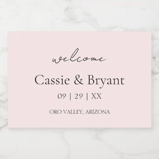 スクリプモダント赤面ピンクシックの結婚ウェルカムギフト スパークリングワインラベル (シングルラベル)