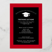 スクリプモダント赤黒の卒業写真 箔招待状 (裏面)