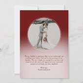 スクリプモダント赤2フォトたった今結婚しました結婚 案内状 (裏面)