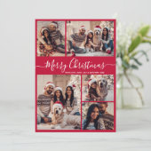 スクリプモダント赤5フォトコラージクリスマス シーズンカード (スタンド正面)